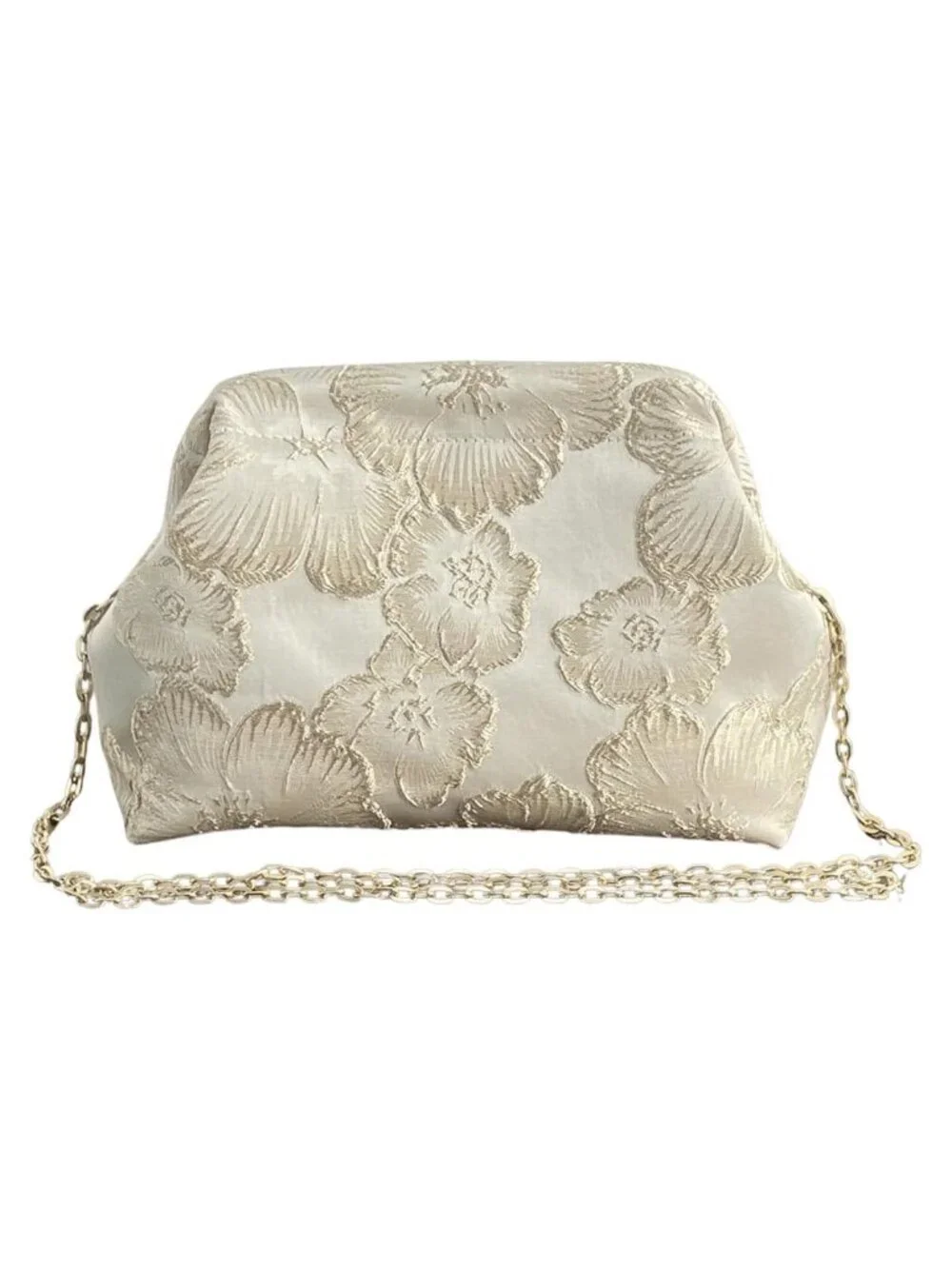 Women's Evening Clutch Bag Floral Kiss Lock Chain Shoulder Purse Wedding Guest